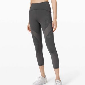 LULULEMON Graphite Gray Uncovered Strength High Rise Crops Size 4
